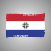 Paraguay Flag With Watercolor Painted Brush vector