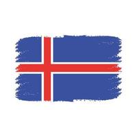 Iceland  Flag With Watercolor Painted Brush vector