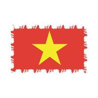 Vietnam Flag With Watercolor Painted Brush vector