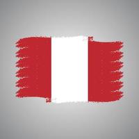 Peru Flag With Watercolor Painted Brush vector