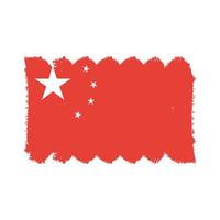 China Flag With Watercolor Painted Brush vector