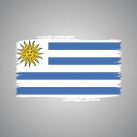 Uruguay Flag With Watercolor Painted Brush vector