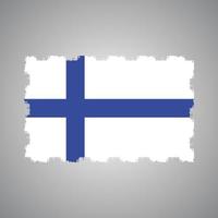 Finland Flag With Watercolor Painted Brush vector