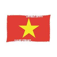 Vietnam Flag With Watercolor Painted Brush vector