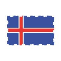bandera de islandia con pincel pintado de acuarela vector