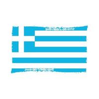 Greece Flag With Watercolor Painted Brush vector