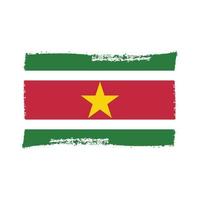 bandera de surinam con pincel pintado de acuarela vector