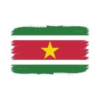 Suriname  Flag With Watercolor Painted Brush vector