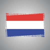 Netherlands Flag With Watercolor Painted Brush vector