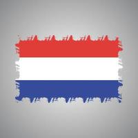 Netherlands Flag With Watercolor Painted Brush vector