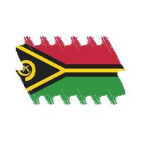 Vanuatu Flag With Watercolor Painted Brush vector