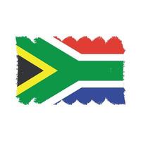 South Africa Flag With Watercolor Painted Brush vector