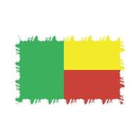 Benin Flag With Watercolor Painted Brush vector