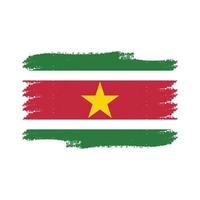 bandera de surinam con pincel pintado de acuarela vector