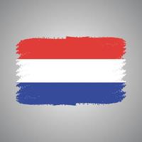 Netherlands Flag With Watercolor Painted Brush vector