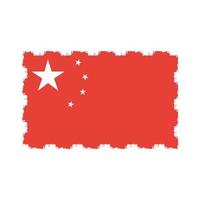 bandera china con pincel pintado a acuarela vector