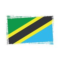 Tanzania Flag With Watercolor Painted Brush vector