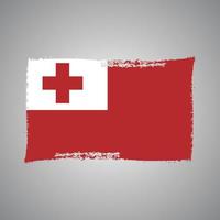 Tonga Flag With Watercolor Painted Brush vector