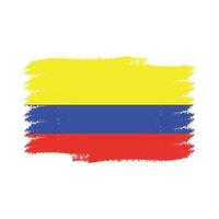 Colombia Flag With Watercolor Painted Brush vector