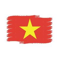 Vietnam Flag With Watercolor Painted Brush vector