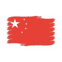 China Flag With Watercolor Painted Brush vector