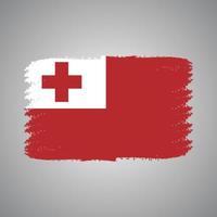 Tonga Flag With Watercolor Painted Brush vector