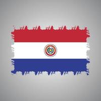 Paraguay Flag With Watercolor Painted Brush vector