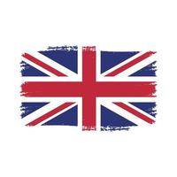 United Kingdom Flag With Watercolor Painted Brush vector