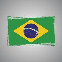 Brazil Flag With Watercolor Painted Brush vector