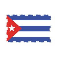 Cuba Flag With Watercolor Painted Brush vector