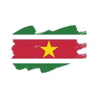 bandera de surinam con pincel pintado de acuarela vector