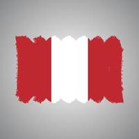 Peru Flag With Watercolor Painted Brush vector