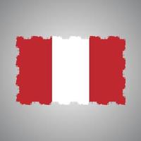 Peru Flag With Watercolor Painted Brush vector