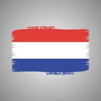 Netherlands Flag With Watercolor Painted Brush vector