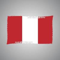 Peru Flag With Watercolor Painted Brush vector