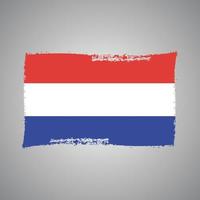 Netherlands Flag With Watercolor Painted Brush vector