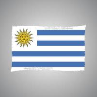 Uruguay Flag With Watercolor Painted Brush vector