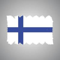bandera de finlandia con pincel pintado de acuarela vector