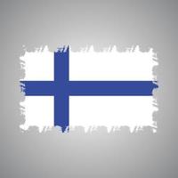 Finland Flag With Watercolor Painted Brush vector