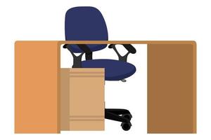 Modern empty desk for home office freelancer with chair table drawer vector