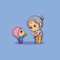 cute Muslim girl giving alms Icon Concept Isolated Premium Vector