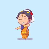 Cute female Indian People dancing with smile Icon Concept Isolated Premium Vector