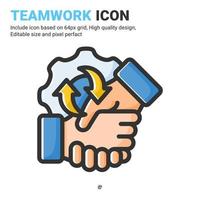 Teamwork icon vector with outline color style isolated on white background. Vector illustration collaboration sign symbol icon concept for business, finance, industry, company, apps, web and project