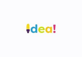 Idea light bulb vector isolated colorful bright text on white background.