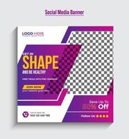 Fitness gym flyer social media post and web banner template Pro download vector