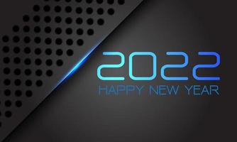 feliz año nuevo 2022 círculo metálico gris malla luz azul diseño de número de texto para cuenta regresiva celebración del festival de vacaciones vector de fondo de fiesta