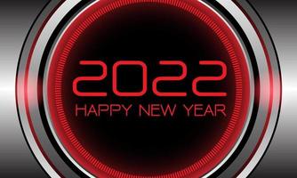 Happy New Year 2022 silver circle technology red light text number design for countdown holiday festival celebration party background vector