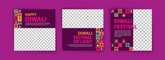 Social media post template for Diwali Celebration. Colorful neo geometric poster for Diwali Celebration. vector