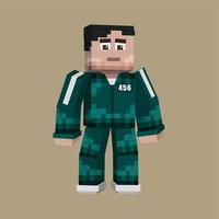 personaje del juego de calamar de minecraft - vector