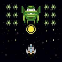 retro video game space pixelated scene vector